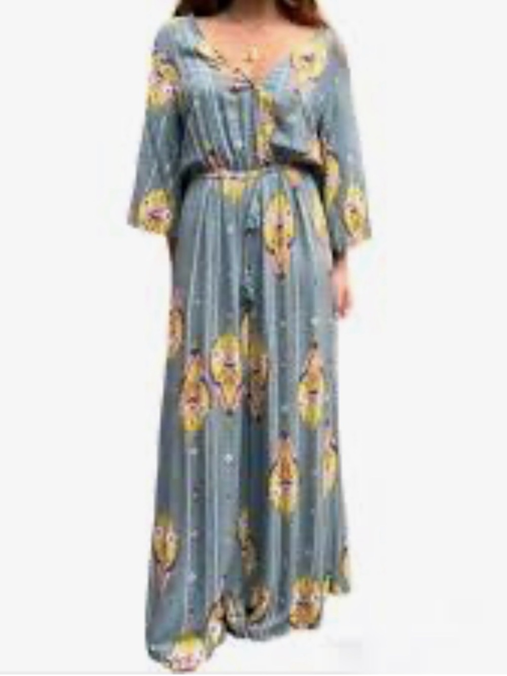Jaase Blue Floral Wide Leg Jumpsuit Size Small